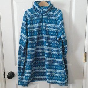White Sierra Blue and White Patterned Quarter-Zip Fleece Pullover Sz M